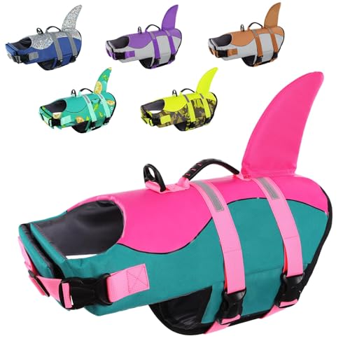 CITÉTOILE Schwimmweste Hunde Hai, Leicht und Sicher für Wassersport, hundeschwimmweste mit Griff und Reflektierend für Kleine Mittlere und Große Hunde, Denim blau, XXL von CITÉTOILE