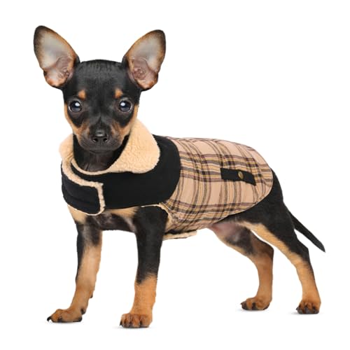 CITÉTOILE Warme Hundemantel Fleece, Wintermantel Winterjacken für Kleine/Große/Mittlere Hunde, Hundejacke Hundekleidung Hundepullover mit Geschirrloch für Outdoor Indoor, Beige, S von CITÉTOILE