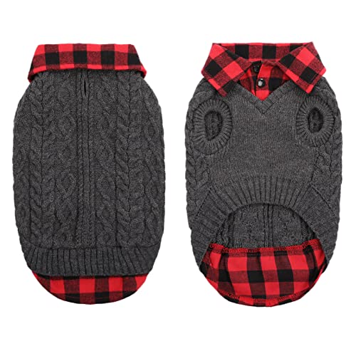 CITÉTOILE Warme Hundepullover, Rollkragen-Strick-Hundepullover mit Karomuster, Welpenkleidung mit Leinenlöchern für Herbst Winter, Warme Mantel Kleidung für Kleine Mittlere Große Haustiere, Grau, S CITÉTOILE Warme Hundepullover, Rollkragen-Strick-Hundepullover mit Karomuster, Welpenkleidung mit Leinenlöchern für Herbst Winter, Warme Mantel Kleidung für Kleine Mittlere Große Haustiere, Grau, S von CITÉTOILE