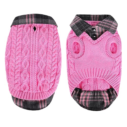 CITÉTOILE Warme Hundepullover, Rollkragen-Strick-Hundepullover mit Karomuster, Welpenkleidung mit Leinenlöchern für Herbst Winter, Warme Mantel Kleidung für Kleine Mittlere Große Haustiere, Rosa, S CITÉTOILE Warme Hundepullover, Rollkragen-Strick-Hundepullover mit Karomuster, Welpenkleidung mit Leinenlöchern für Herbst Winter, Warme Mantel Kleidung für Kleine Mittlere Große Haustiere, Rosa, S von CITÉTOILE