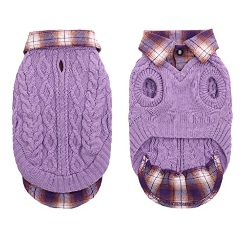 CITÉTOILE Warme Hundepullover mit Karomuster, Rollkragen & Leinenlöchern – Winter Welpenkleidung für kleine/mittlere/große Hunde Katzepullover für Weihnachten, Lila, S CITÉTOILE Warme Hundepullover mit Karomuster, Rollkragen & Leinenlöchern – Winter Welpenkleidung für kleine/mittlere/große Hunde Katzepullover für Weihnachten, Lila, S von CITÉTOILE