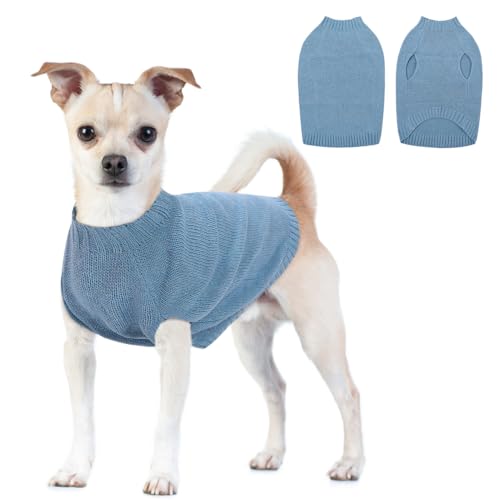 CITÉTOILE Warme Strick Hundepullover, Welpenkleidung mit Leinenlöchern für Herbst Winter, Warme Kleidung für Kleine Mittlere Große Haustiere, Blau, M CITÉTOILE Warme Strick Hundepullover, Welpenkleidung mit Leinenlöchern für Herbst Winter, Warme Kleidung für Kleine Mittlere Große Haustiere, Blau, M von CITÉTOILE