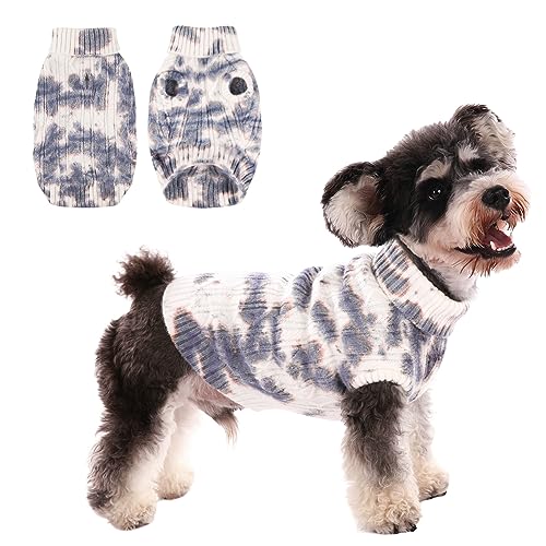 CITÉTOILE Warme Winter Hund Pullover, Weiche und Bequeme Gestrickte Hundemantel, Turtleneck Haustier Kleidung für das Kalte Wetter, Farbverlauf eingestellt für Kleine Mittlere Haustiere, Blau, S von CITÉTOILE