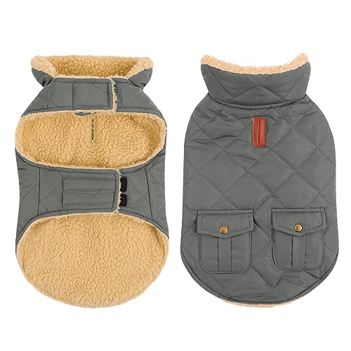 CITÉTOILE Wasserdicht Hundemantel, Warme Wintermantel Winterjacken mit Fleece für Chihuahua Dackel, Hundejacke Hundekleidung Hundepullover Dog Coat für Kleine/Große/Mittlere Hunde, Grau, XS von CITÉTOILE