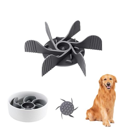 CIYIN Slow Feeder Hund Silikon, Anti Schling Einsatz für Napf, Anti Schling Napf Hund Einsatz für Normalen und Erhöhten Hundenäpfen, Reduzieren Übermäßiges Essen, Schneidbar(Grau) von CIYIN
