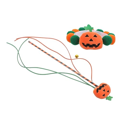 CIYODO Halloween Elements Haustierhalsbänder Kürbis Katzenhalsband Interaktives Teaser-Stick Kätzchen Teaser Spielzeug Haustier Ankleidezubehör CIYODO Halloween Elements Haustierhalsbänder Kürbis Katzenhalsband Interaktives Teaser-Stick Kätzchen Teaser Spielzeug Haustier Ankleidezubehör von CIYODO