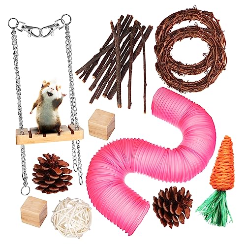 CIYODO 1 Satz Hamster Holzspielzeug Teiliges Kauspielzeug für Kleine Haustiere Kreatives Zahnpflege für Hamster Meerschweinchen und Chinchillas Fördert Spaß und Bewegung Langlebige von CIYODO
