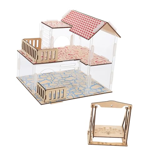 CIYODO 2-in-1-hamsterhaus Bett Schaukel Und Tunnel Kletterspielzeug Für Meerschweinchen Dekoratives Hamsterspielzeug Stabiles Holz- Und Acrylmaterial Für Haustiere von CIYODO