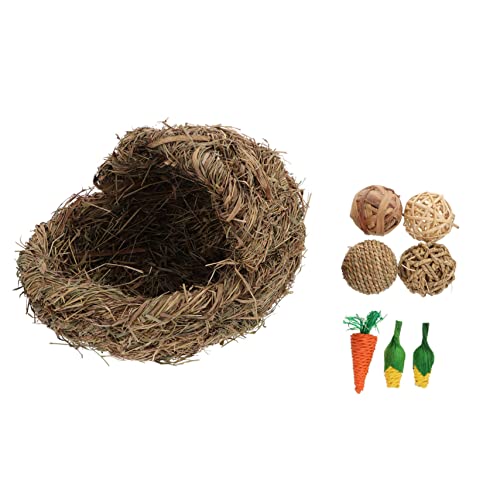 CIYODO 1 Satz Haustier Grasnest Hasengras Für Hasen Hamster Heu Hamsterbett Haus Hasenbett Kaninchenhütte Matte Gewebtes Kaninchengrasnest Kaninchen Hamster Grashütte von CIYODO