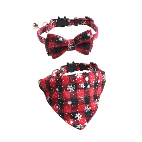 CIYODO Entzückendes Weihnachts-haustierhalsband-Set Schneeflocke Fliege Schal Glockenkragen Haustier-Party-Kleidung CIYODO Entzückendes Weihnachts-haustierhalsband-Set Schneeflocke Fliege Schal Glockenkragen Haustier-Party-Kleidung von CIYODO