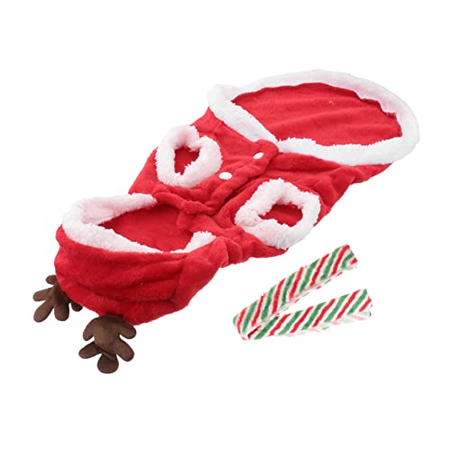 CIYODO 1 Satz Haustier Hund Weihnachten Elch Kleidung Set hundewintermantel Hunde weihnachtshalstuch Welpen-Shirt Welpen-Weihnachtskostüme Kleider Weihnachtsmann-Kostüm Haustier Halstuch von CIYODO