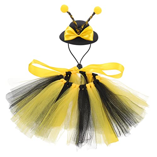 CIYODO 1 Satz Kreatives Hundekostüm für Kleine Niedliches Bienen Outfit mit Rock und Hut Haustierbekleidung für Halloween oder Besondere Anlässe Atmungsaktiv und Bequem von CIYODO