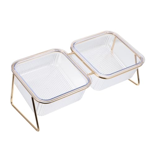CIYODO 1 Satz Transparente Erhöhte Katzenfutter und Wasserschüssel mit Stabilem Stand Schutz für Nackenwirbelsäule für Katzen und Kleine Haustiere Langlebiges Freies Material Rutschfester von CIYODO