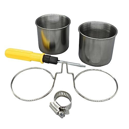 CIYODO 1 Satz Vogel Futter Box Futter Becher Schüsseln Behälter Igelschale Zwinger Inhaber Hirse Schluck Ratte Trinker Klopfen Spender Nicht Container Glocken Katzennäpfe Rostfreier Stahl von CIYODO
