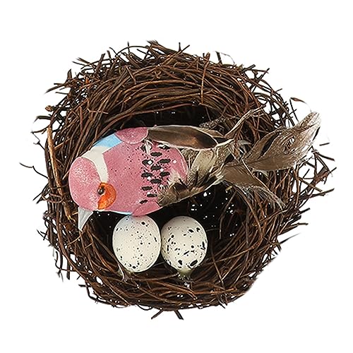 CIYODO 1 Satz Künstliches Rattan-vogelnest Mit Eiern Künstliche Vögel Frühlingsornamente Simuliertes Vogelnest CIYODO 1 Satz Künstliches Rattan-vogelnest Mit Eiern Künstliche Vögel Frühlingsornamente Simuliertes Vogelnest von CIYODO