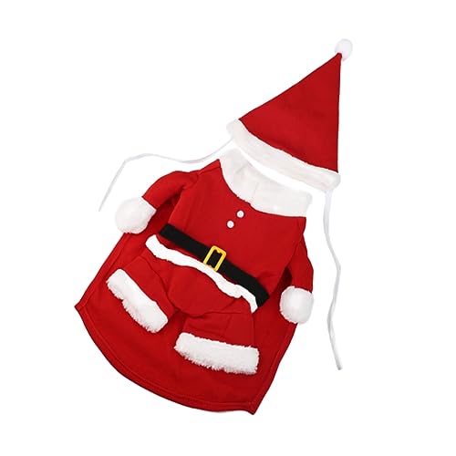 CIYODO 1 Satz Haustierkleidung Hund Santa Mantel Hundeumhang Weihnachtsmann-Kostüm Kleider Hundekleidung Hund weihnachtskostüm Pullover einstellen Baumwollmantel Weihnachtskostüme rot von CIYODO