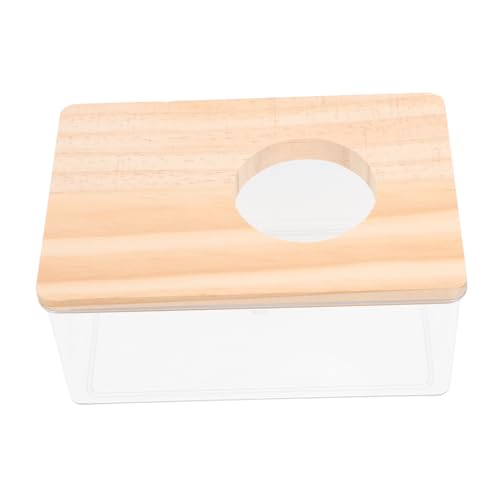 CIYODO Multifunktionaler Hamster-duschraum Sandbadebox Für Haustiere Toilette Mit Acryl- Und Holzabdeckung Einfache Reinigung Und Aufbewahrung von CIYODO