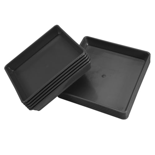 CIYODO 10 Stück Blumentopf Tablett Kreisförmig Platte Untersetzer Für Pflanzen Pflanzschalen Quadratisches Pflanztablett Anlage Tabletts Trog Pflanzentropfenschalen Drinnen Black Plastik von CIYODO