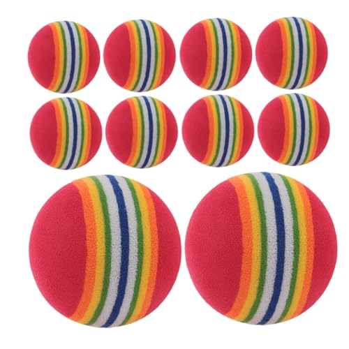 CIYODO 10 Stück Interaktive Eva Regenbogenbälle für Katzen und Kleine Hunde Weiche Beißfeste Spielbälle und Trainieren Farbige Spielzeuge für Drinnen von CIYODO