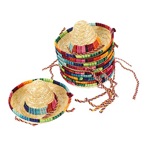 CIYODO 10 Stück Mini Mexikanische Haustierhüte Verstellbare Sombreros für Katzen Niedliche Dekohüte für Partys Feste Urlaub und DIY Projekte Accessoires für Kleine Tiere von CIYODO