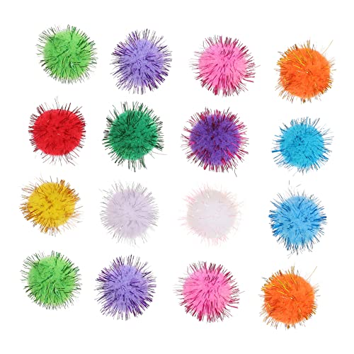 CIYODO 100 Stück Katzenspielzeug Spielbälle für Katzen Interaktive Kratzbälle aus Strapazierfähigem Material Fördert Bewegung und Spielverhalten für Drinnen Glitzer Design von CIYODO