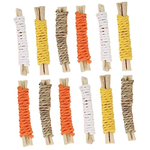 CIYODO 12 Stück Hamster Molar Rod Sweet Bamboo Chew Stick Haustier Kaninchen Eichhörnchen Snacks Spielzeug Für Chinchillas von CIYODO