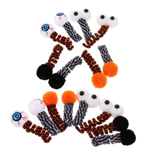CIYODO 16 Stück Teiliges Spiralfedern mit Plüsch-augenball Elastisches Katzenspielzeug für Jagd und Beißverhalten Halloween-Motiv Geeignet für Spielaktive und Zahnungshungrige Kätzchen von CIYODO