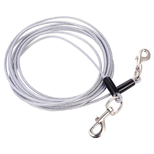 CIYODO 50ft Hund Doppel Outdoor Haustier Zugseil Stahldraht Leine Beißen Silber 5mm * 3m CIYODO 50ft Hund Doppel Outdoor Haustier Zugseil Stahldraht Leine Beißen Silber 5mm * 3m von CIYODO