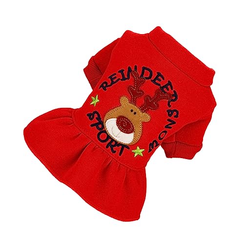 CIYODO 1Stk Welpenkleid Halloween-Kostüme für Hunde Hundekostüme für Haustiere grüner Rock Dog Christmas Costume hundeweihnachtskostüme Kleider Kleidung Weihnachten Jacke mit Hut rot von CIYODO