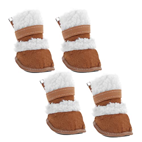 CIYODO Winter-Haustier-Schuh-Set 4 Paar Hunde-Schneeschuhe bequem für Outdoor-Aktivitäten hält die Pfoten warm und trocken von CIYODO