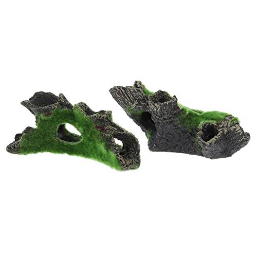 CIYODO 2 Stück Aquarium Ornament Teiliges Wurzelholz Höhle Fischversteck Aquarium Dekoration Natürlicher Lebensraum für Süß und Salzwasserfische Robust und Farbbeständig von CIYODO