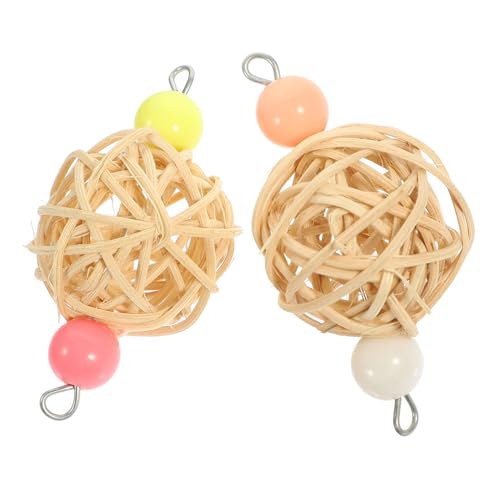 CIYODO 2 Stück Beißspielzeug für Papageien vogelkäfig zubehör vogelzubehör für käfig Rattan-Vogel Vogelkäfigspielzeug für Haustiere Papageien-Rattanball-Kauspielzeug Hängende von CIYODO
