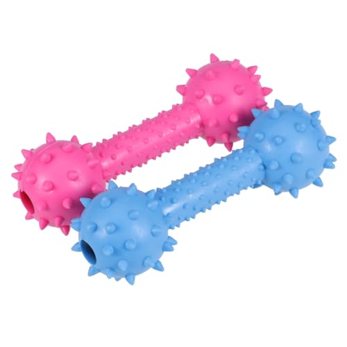 CIYODO 2 Stück Hund Katzen Kauspielzeug Gummistange mit Glocken Geräuschaktives Dentalspielzeug Interaktives Beißspielzeug Zahnreinigend Robust für Welpen und Kätzchen Blau Pink von CIYODO