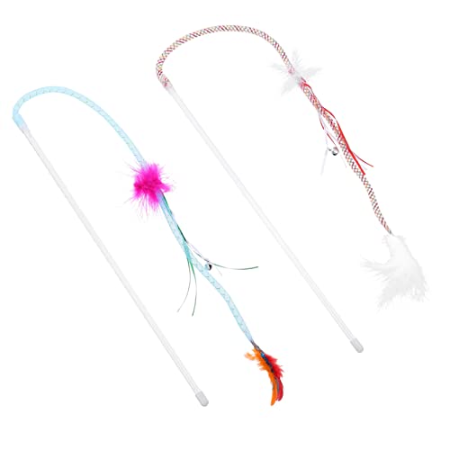 CIYODO 2 Stück Interaktive Katzenangel Spielzeuge Lustiges Katzenspielzeug Interaktion mit Ihrer für Stundenlangen Spielspaß Zufällige Farbe von CIYODO