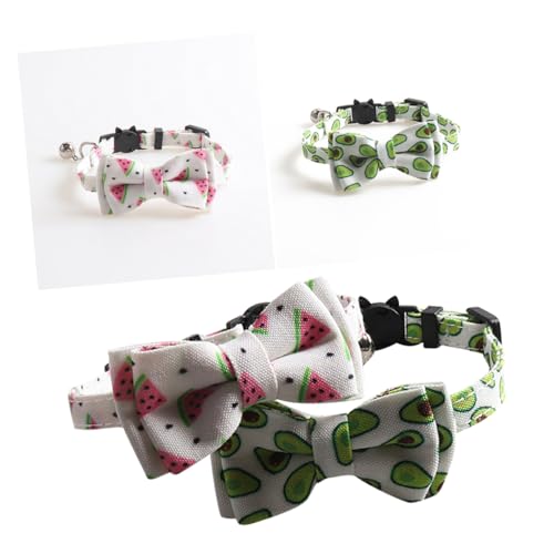 CIYODO 2 Stück Katzenhalsband mit Glocke Verstellbares und Kreatives Design Wassermelonen und Avocado für Haustiere für Katzen und Kätzchen Süßes Party Accessoire von CIYODO