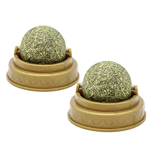 CIYODO 2 Stück Katzenminze Bälle Katze Leckt Snack Katze Kneifen Katzenminze Kandiszucker Lecken Bonbonkugel Mit Katzenminze Katzenbonbonkugel Katzennahrungssnack Drinnen von CIYODO