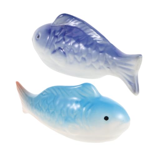 CIYODO 2 Stück Keramik Koi Fische Dekoration Blaue Schwimmende Fischfiguren Aquarium und Gartendeko Langlebige Pflegeleichte Keramikskulpturen für Innen Außenbereiche von CIYODO