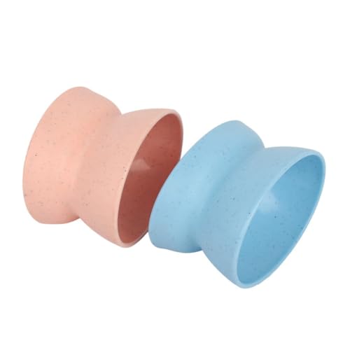 CIYODO 2 Stück Neigbarer Futternapf für Katzen und Hunde Erhöhter mit Schrägem Design Katzen und Hundenapf aus Hochwertigem Kunststoff Blau Rosa von CIYODO