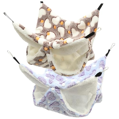 CIYODO 2 Stück Schlafsack Für Haustiere Schlafbetten Für Hamster Doppellagige Hamsterhängematten Hängematte Für Haustiere Bequeme Hamsterhängematte Bett Für Hamster Arktisches Vlies von CIYODO