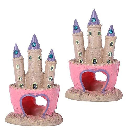 CIYODO 2 Stück Teiliges Aquarium Schloss aus Harz Cartoon Schloss Ornament Langlebige und Sichere Fischbehälter Dekoration Lebendige für Fischbecken von CIYODO