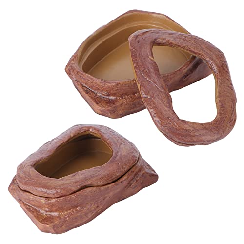 CIYODO 2 Stück kletternder Tierfutternapf pet Feeder die Libelle Practical Reptile Feeding Dish Haustier Eidechsenschale nass schleichtiere Heimtierbedarf Reptilien Schüssel Harz Brown von CIYODO