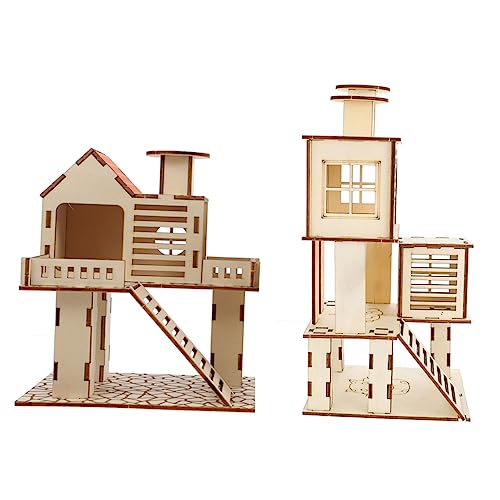 CIYODO 2stücke Holz Hamsterhaus Für Kleintiere Naturholz Tunnel Spielzeug Für Hamster Mäuse Igel Biss Und Kratzfeste Haustier-Trainings Und Spielspielzeuge von CIYODO