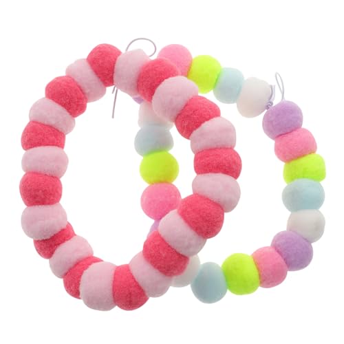 CIYODO 2st Haustier Katzenhalsband Welpen Hundehalsband Plüsch-Kugel-Halskette Ballhalsband Für Hunde Kleines Katzenhalsband Hundekrawatten Perlenketten Elastisches Seil Cosplay Hundeball von CIYODO