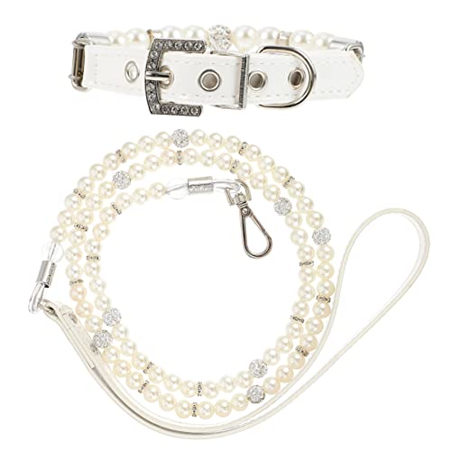 CIYODO Modisches Hundehalsband- und Leinenset mit Perlenverzierung für Welpen. Verstellbare Halsketten- und Leinenleine für den täglichen Gebrauch. von CIYODO