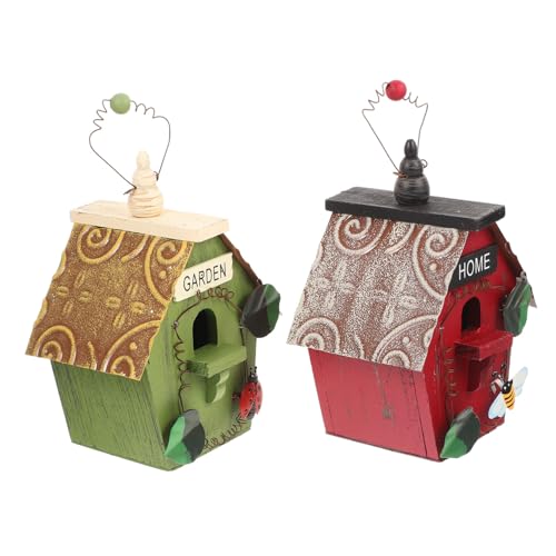CIYODO 2pcs Holz Vogel Nistkasten Garten Ornament Haustier Vogel Wohnkultur Hängen Seil CIYODO 2pcs Holz Vogel Nistkasten Garten Ornament Haustier Vogel Wohnkultur Hängen Seil von CIYODO