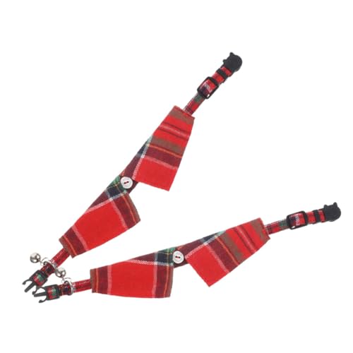 CIYODO Süßes Katzenhalsband-Set 2-teilig Mit Glöckchen Kariertes Muster Kätzchen- Verstellbar Sicher von CIYODO