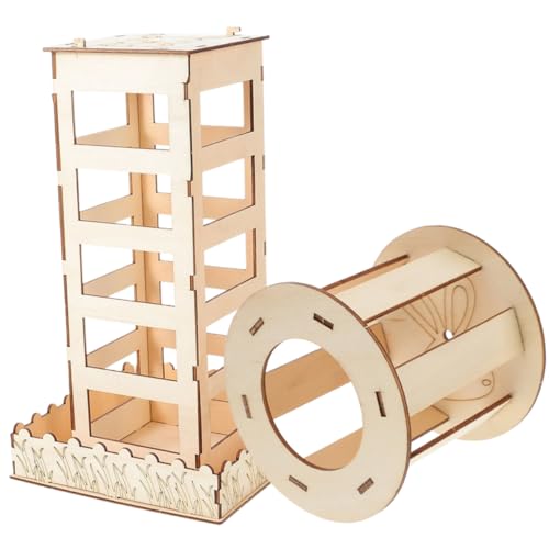 CIYODO 2Stücke Holz Heu Feeder für Kaninchenkäfig Langlebige Heuraufe mit Kreativem Design für Hamster und Meerschweinchen Minimiert Heuabfall zu Befestigen von CIYODO