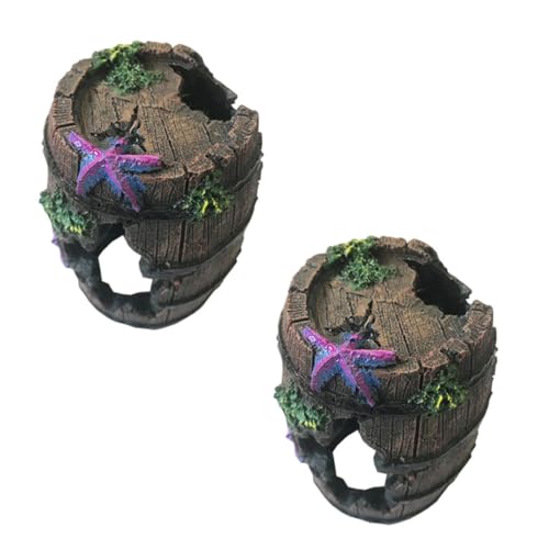 CIYODO 2Stücke Künstliche Weinfass Dekoration Für Aquarium Harz Ornament Für Fischbehälter Und Sicher Für Versteckmöglichkeiten Und Aquariendekoration von CIYODO
