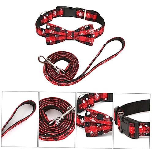 CIYODO 2st Haustier-weihnachtsset Welpenhalsband Weihnachten Haustierhalsband Hund Halskette Zugseil Hund Haustierleine Katzenhalsband Halskette Für Haustiere Einstellbar Rot Krawatte von CIYODO