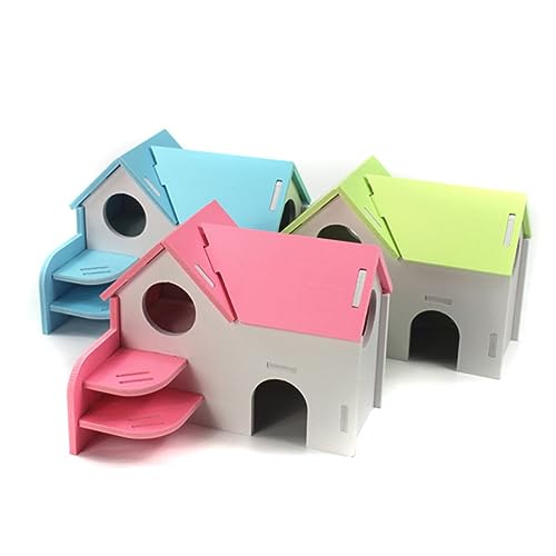 CIYODO 2St PVC Hamsterhütte Hamster Spielzeug hamsterspielzeug Kleintierversteckhütten zweistöckiges Hamsterhaus PVC Hamsterhaus PVC-Hamster-Villa-Spielzeug Goldener Bär Plus Karte Bambus von CIYODO